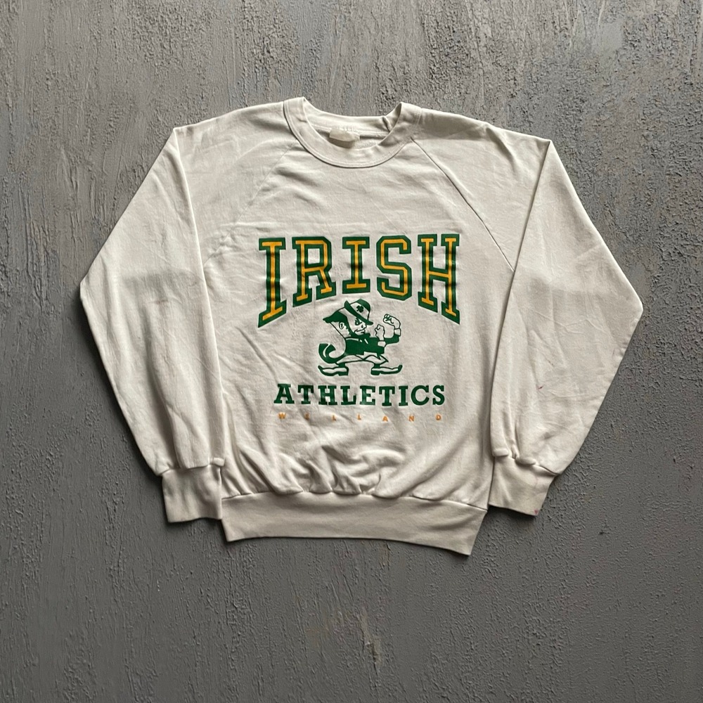 Vintage Notre Dame Fighting Irish Athletics Sweatshirt Mens Medium Cream 90s